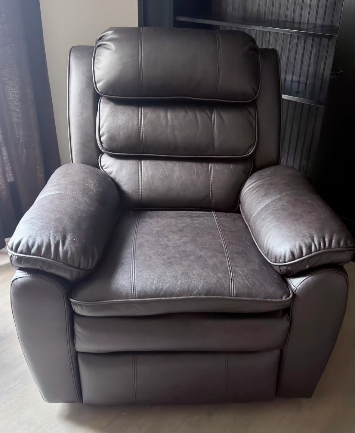 Brown Faux Leather Manual Recliner Chair
