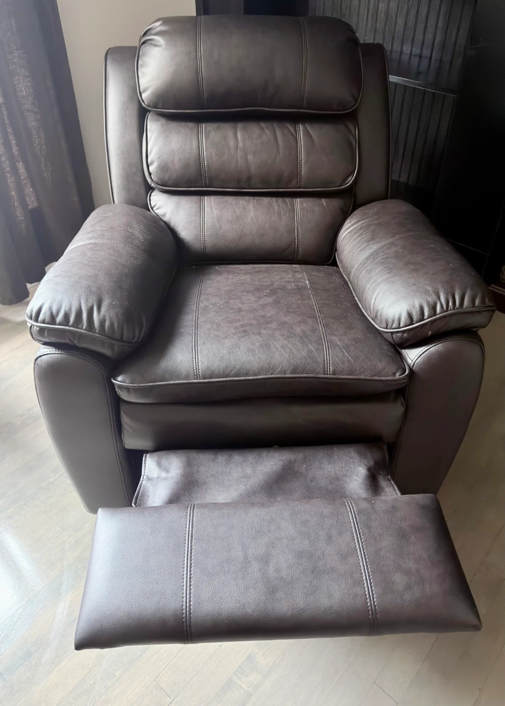 Brown Faux Leather Manual Recliner Chair - photo 5
