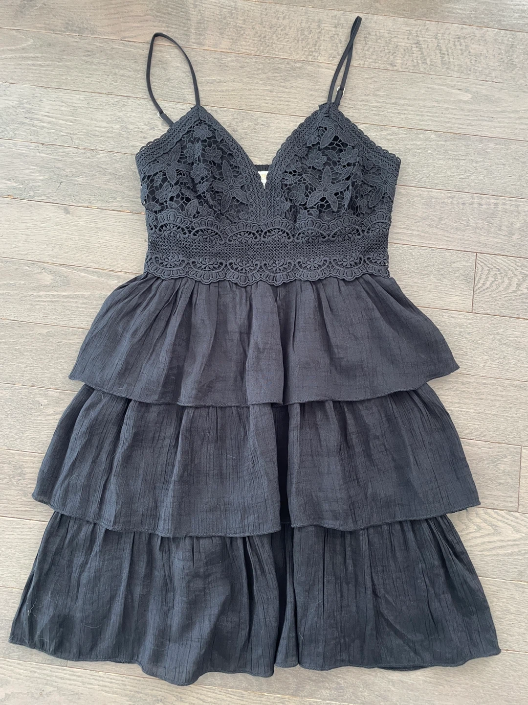 Black Tiered Lace Dress