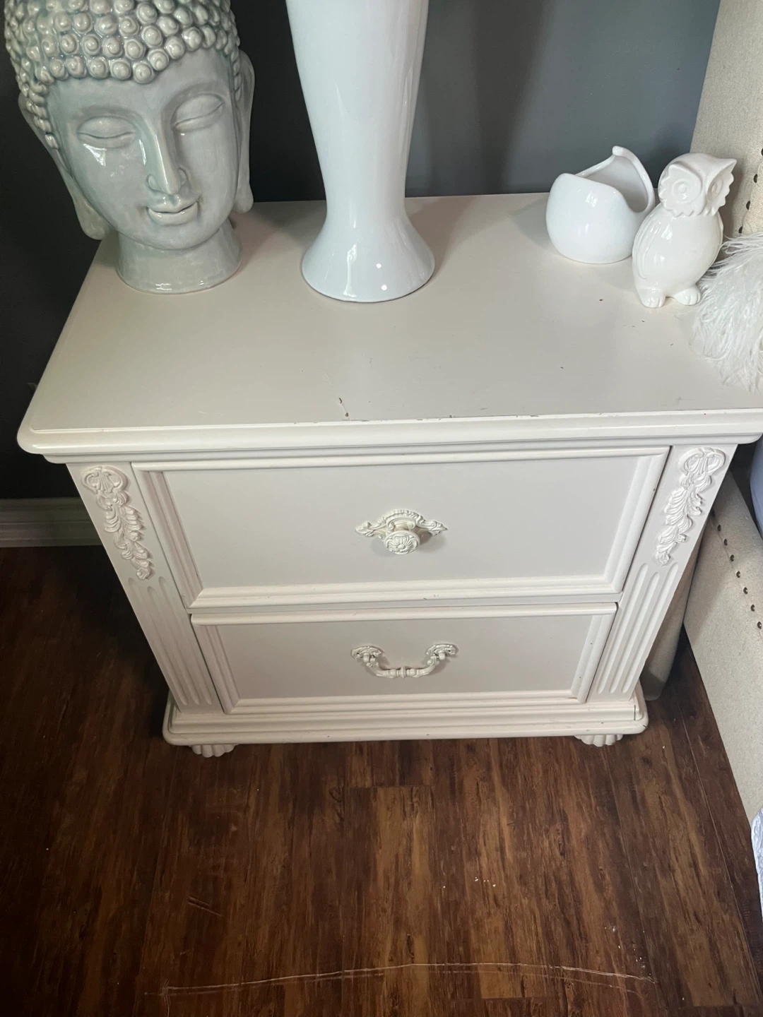 White 2-Drawer Nightstand - photo 3