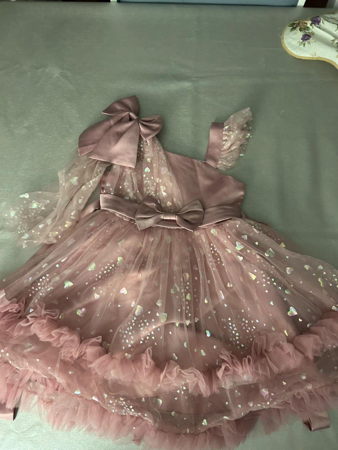 Pink Tulle Dress with Heart Sequins - Size 100 - photo 2