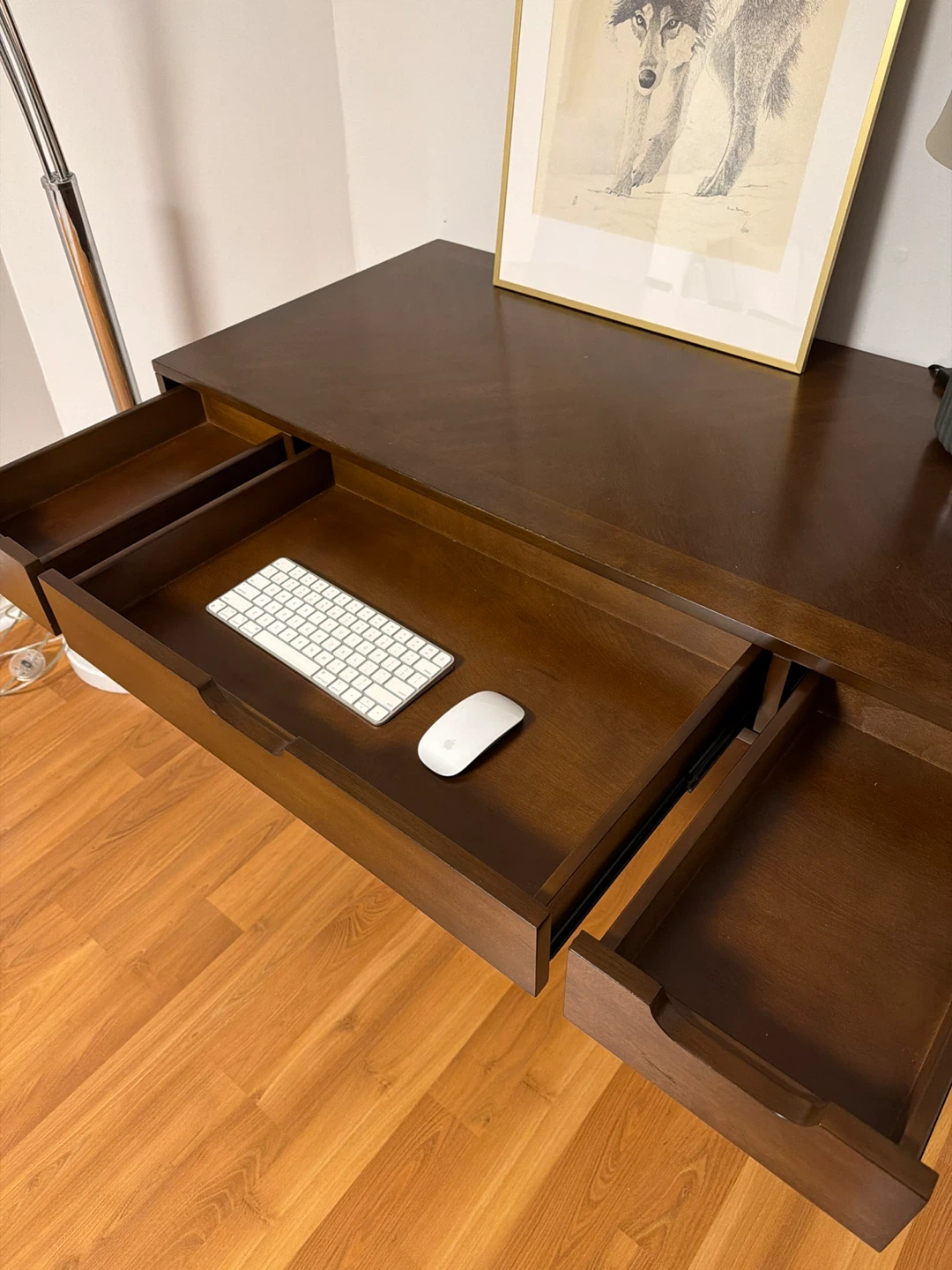 Dark Wood Desk with Drawers - photo 4