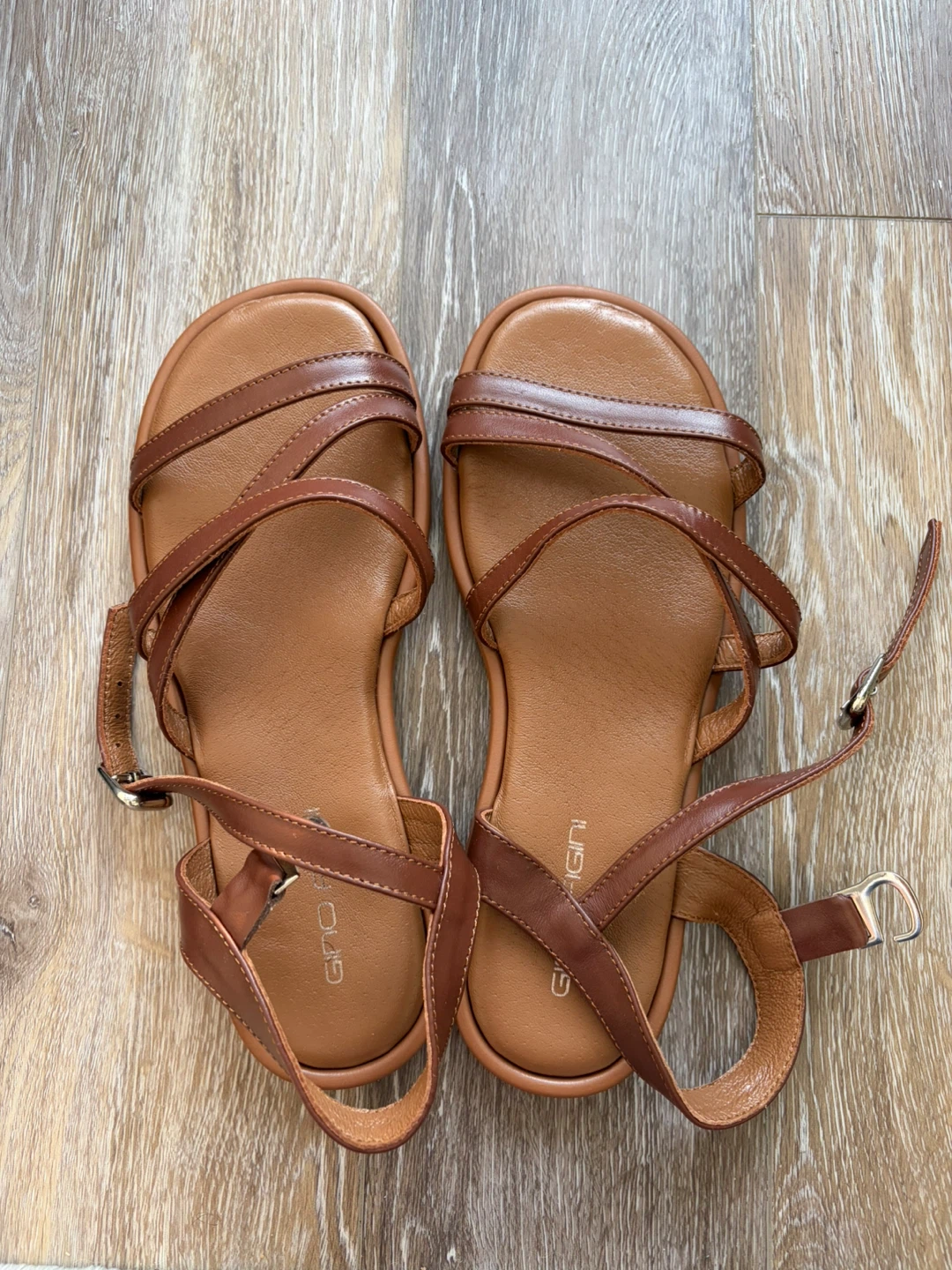 Women's Brown Leather Strappy Sandals Size 37
