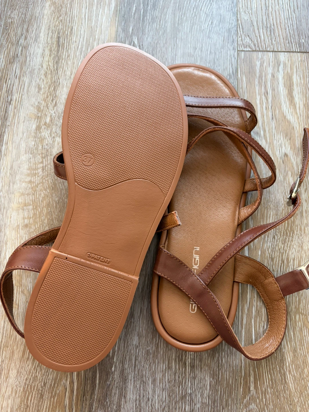 Women's Brown Leather Strappy Sandals Size 37 - photo 3