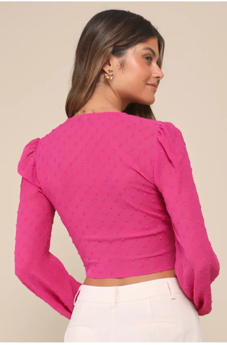 Lulus Hot Pink Tie-Front Crop Top - photo 2