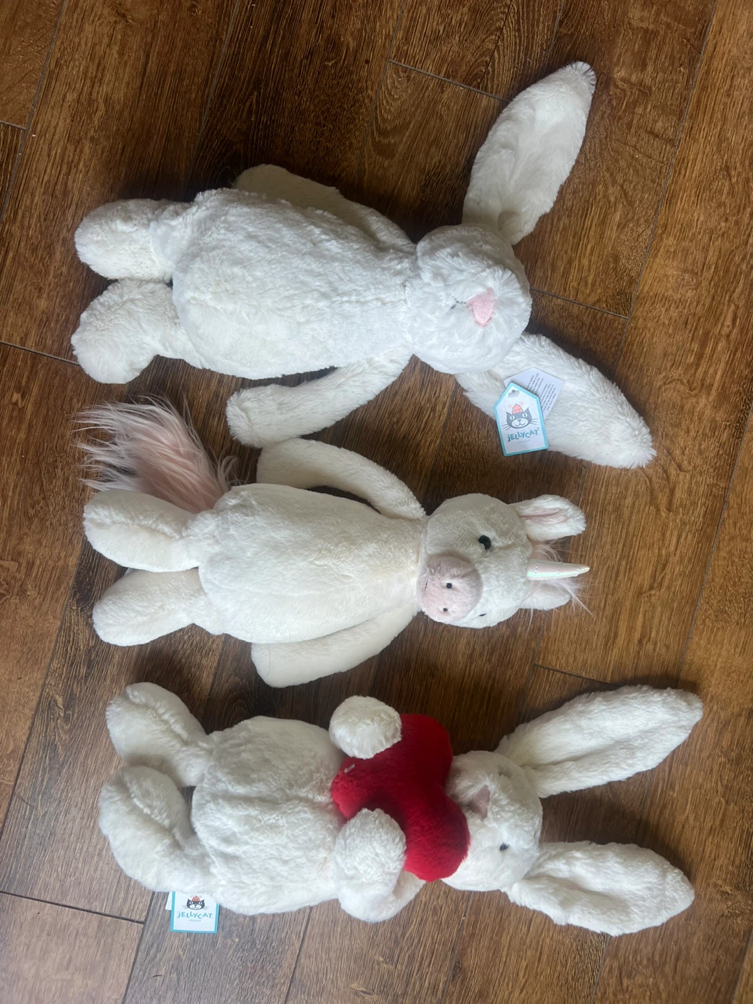 Jellycat Plush Toys Bundle - Bunny, Unicorn, Bunny w/ Heart