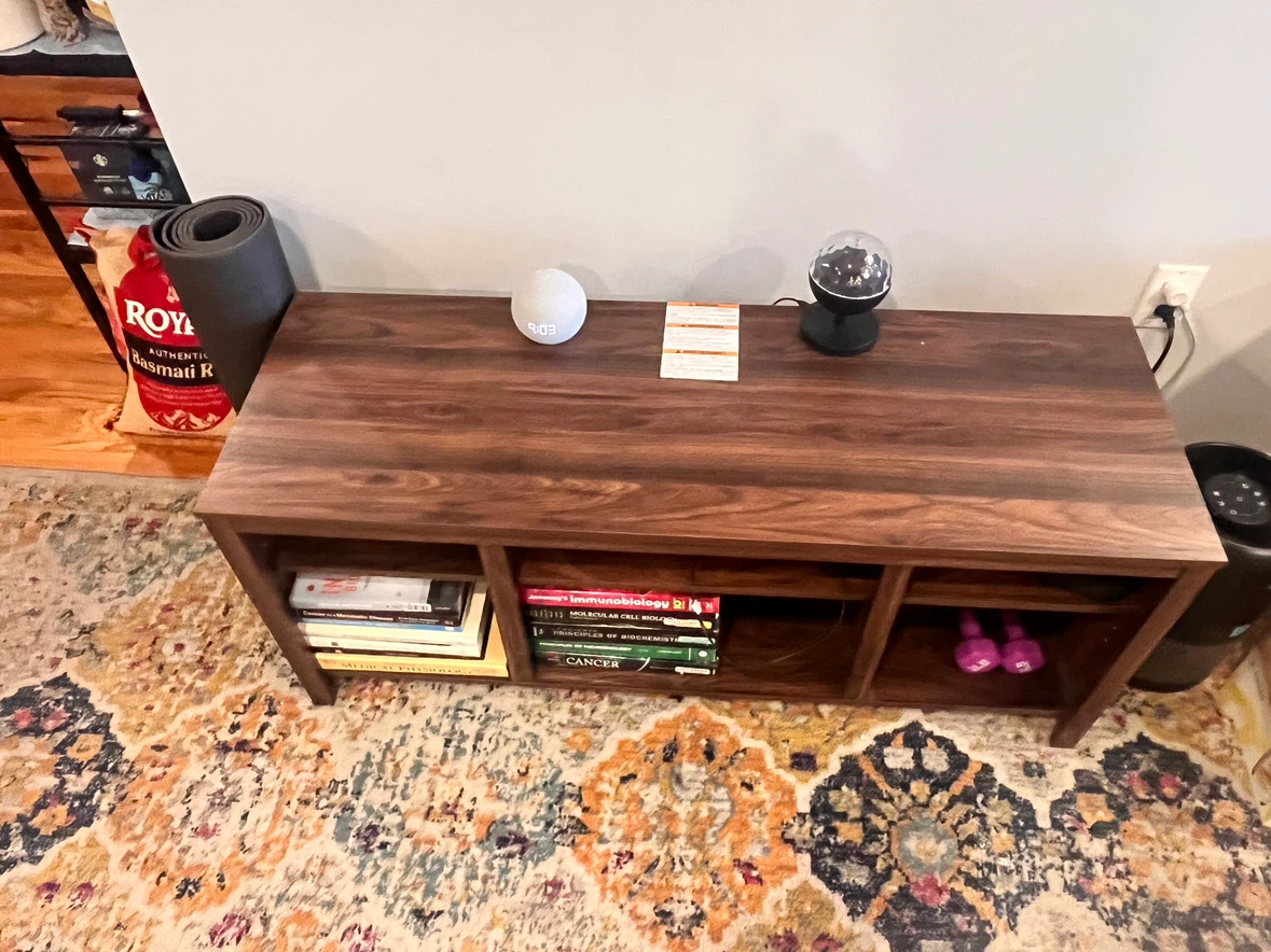 Dark Wood TV Stand with Shelves