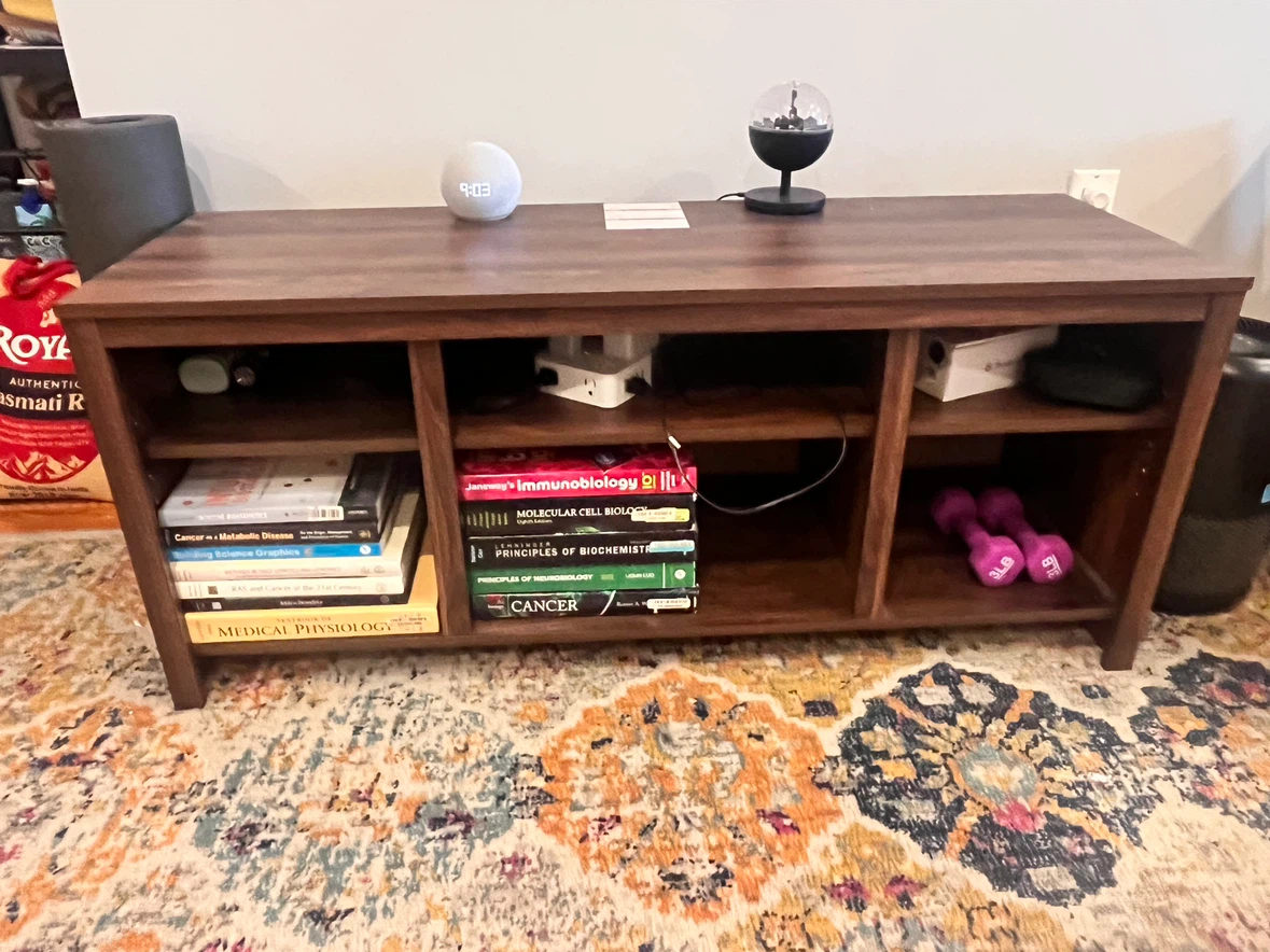 Dark Wood TV Stand with Shelves - photo 2