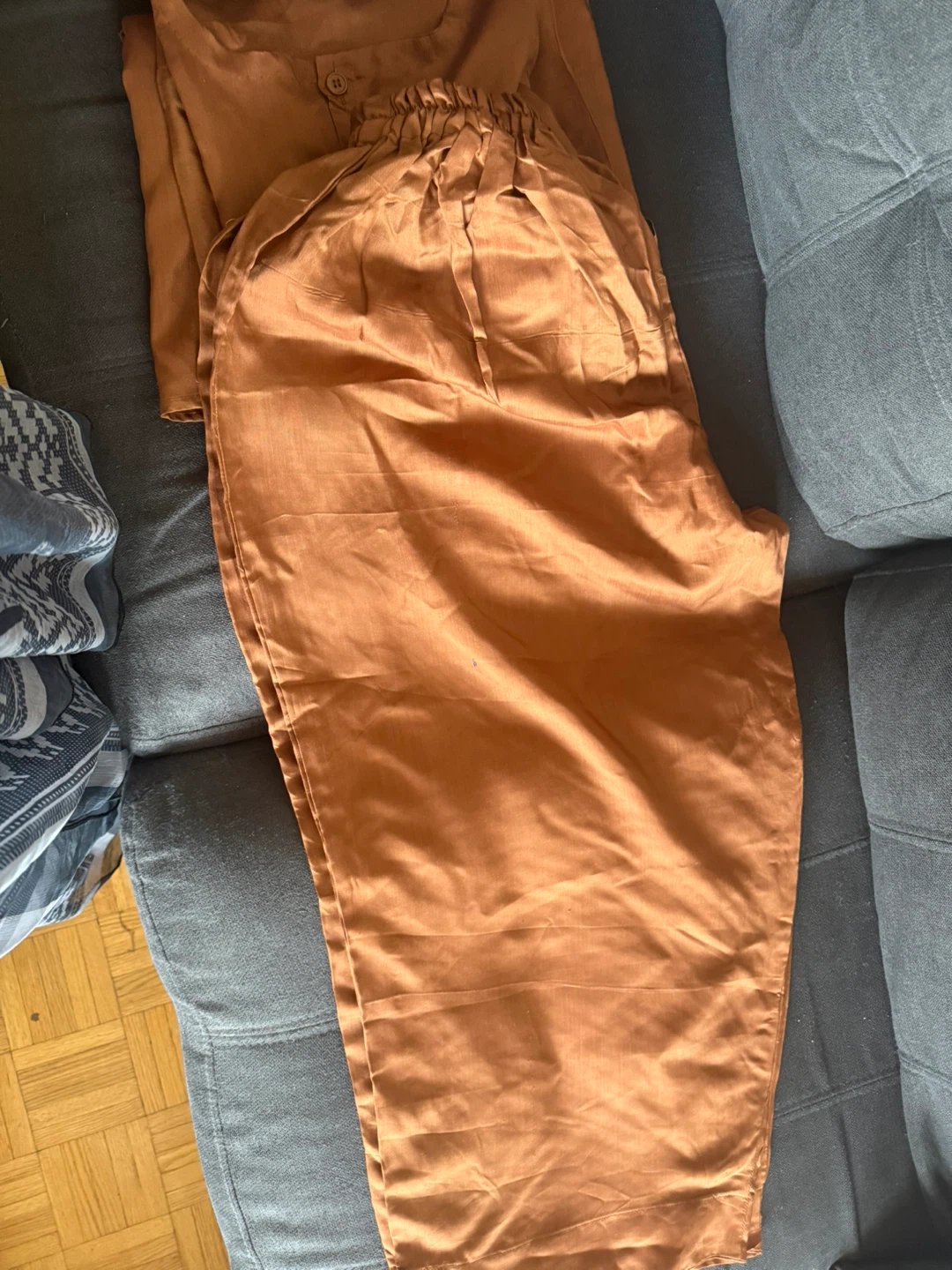 Brown Linen Shirt and Pants Set - photo 3