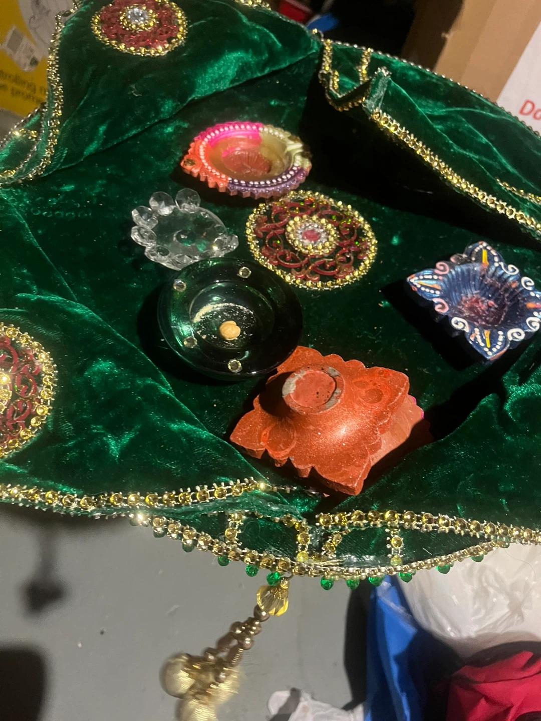 Decorative Diwali Tray with Diya Holders - photo 3