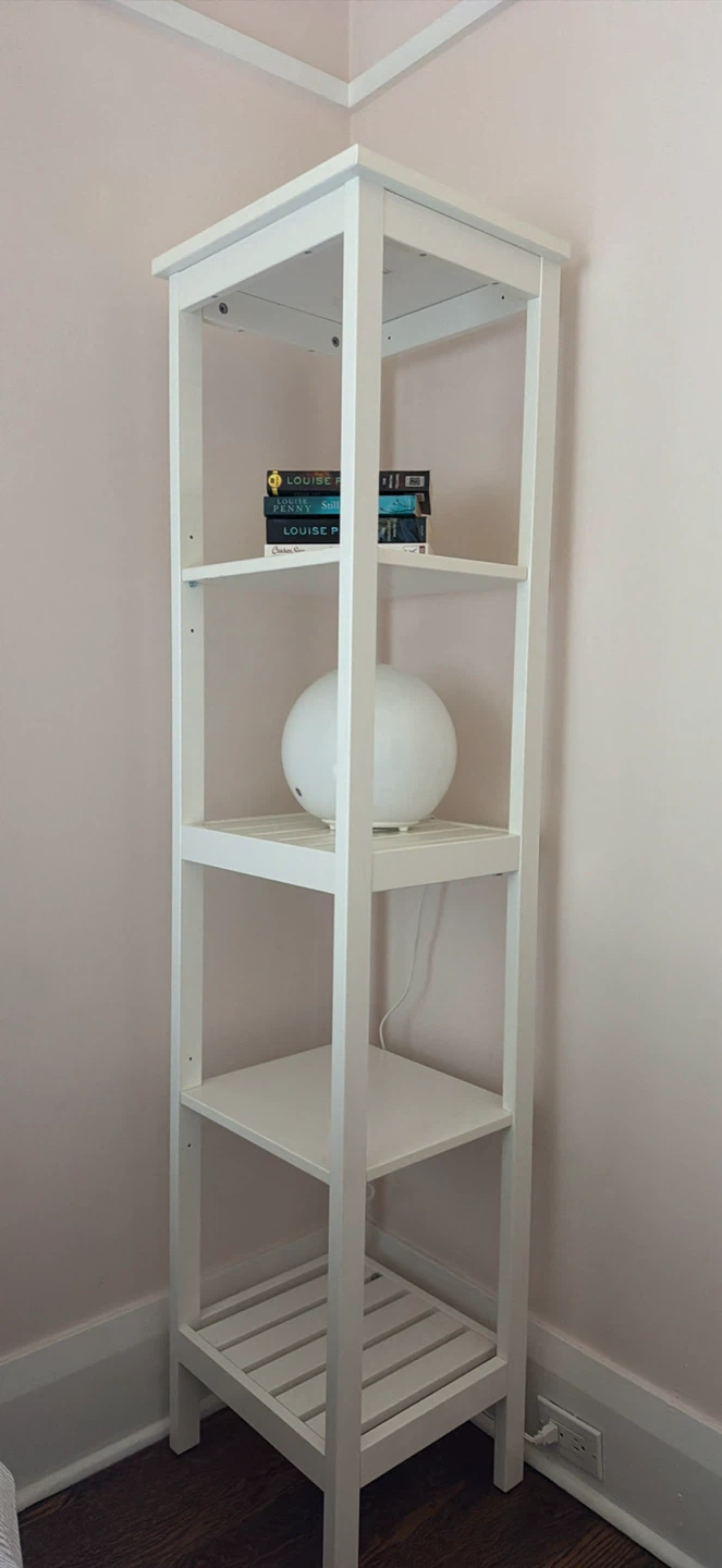 White Hemnes IKEA shelving unit