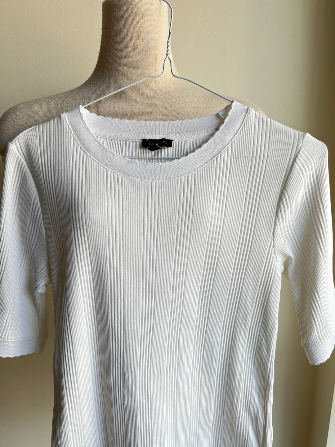 Talbots White Ribbed Knit Top