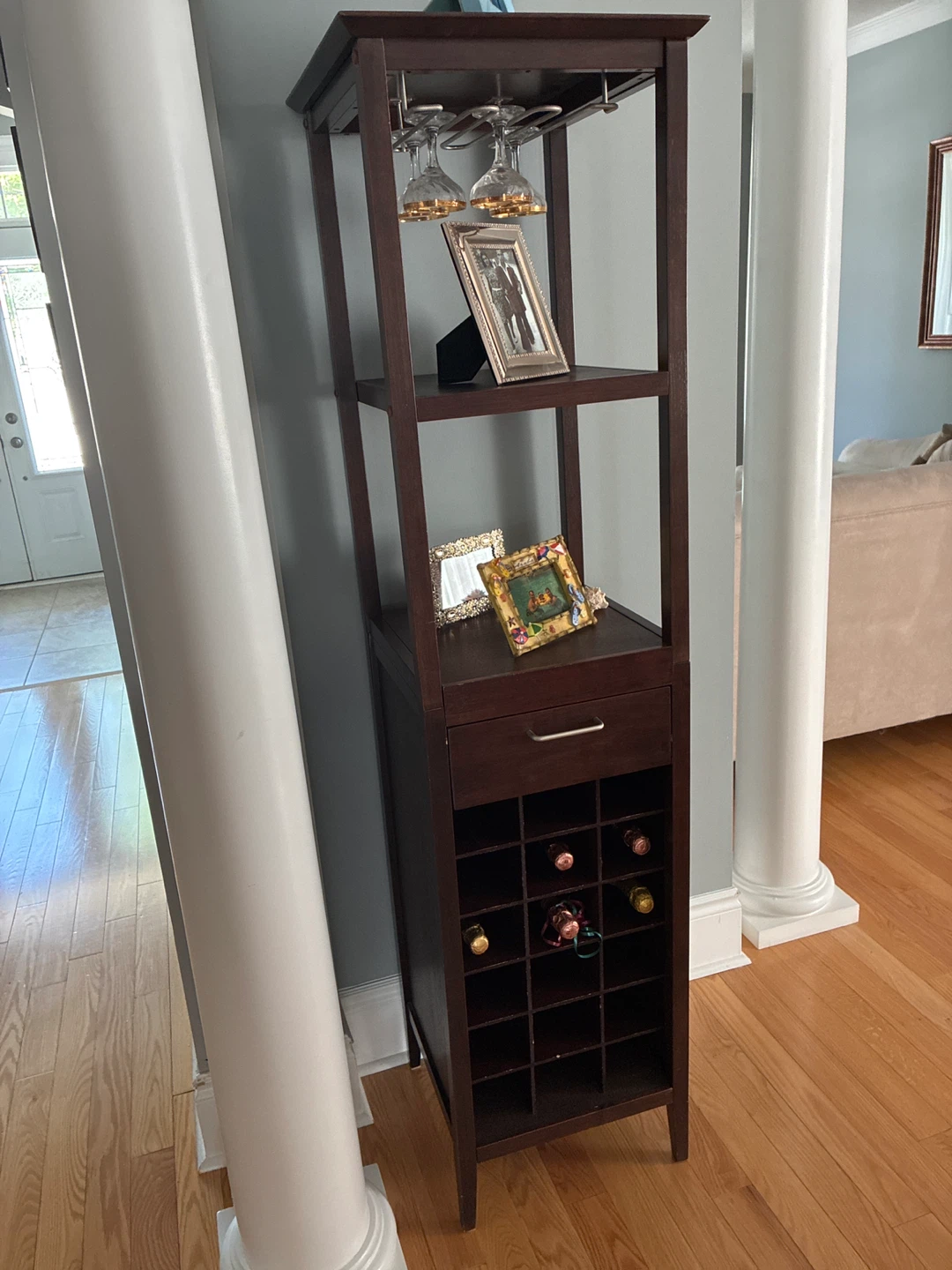 Tall Wine Rack with Glass Holder