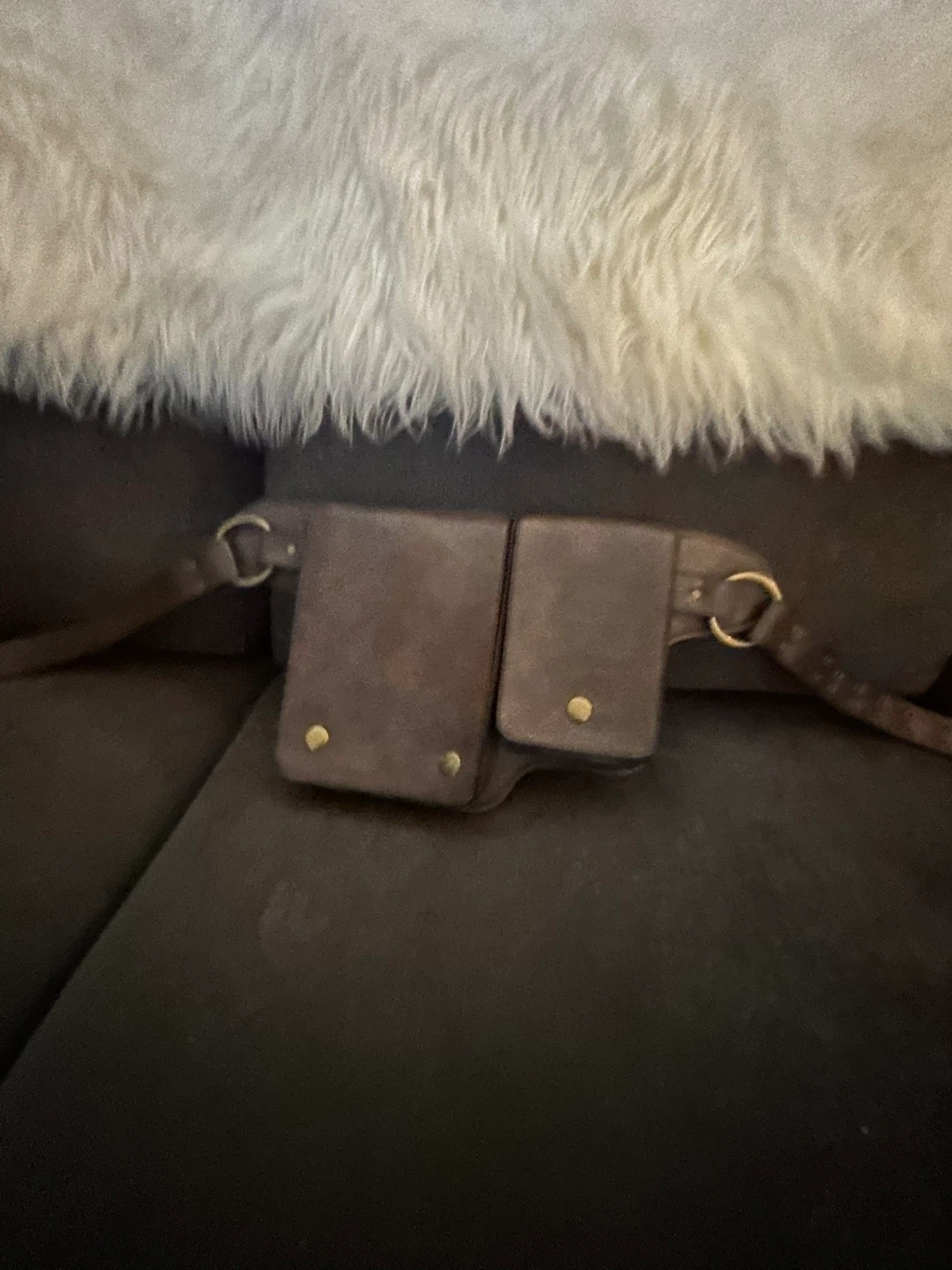 Brown Leather Double Pouch Belt Bag - photo 2