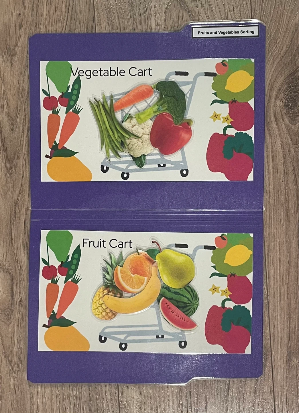 Fruits and Vegetables Sorting File Folder Activity