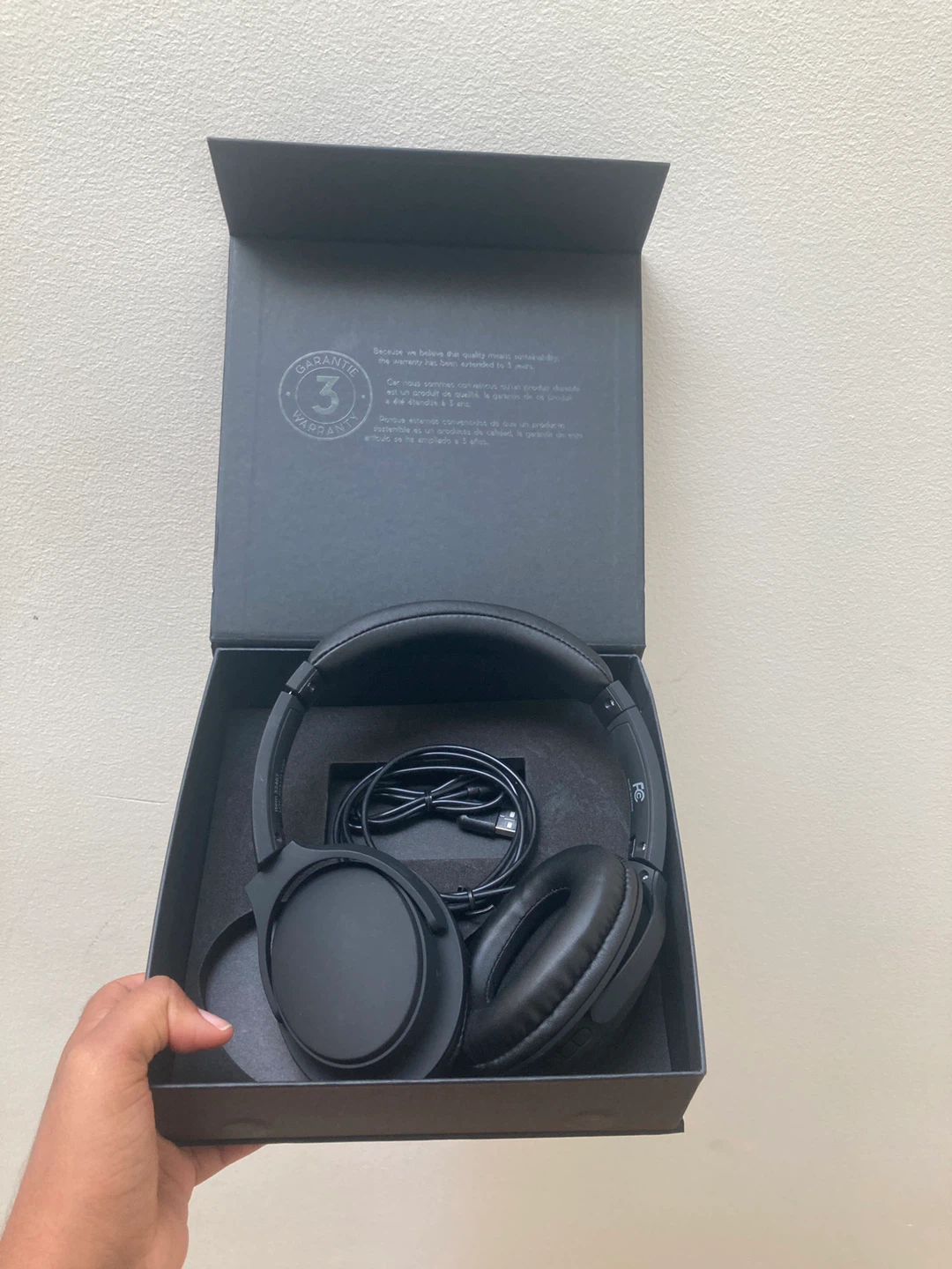 NEW Black Headphones with Charging Cable