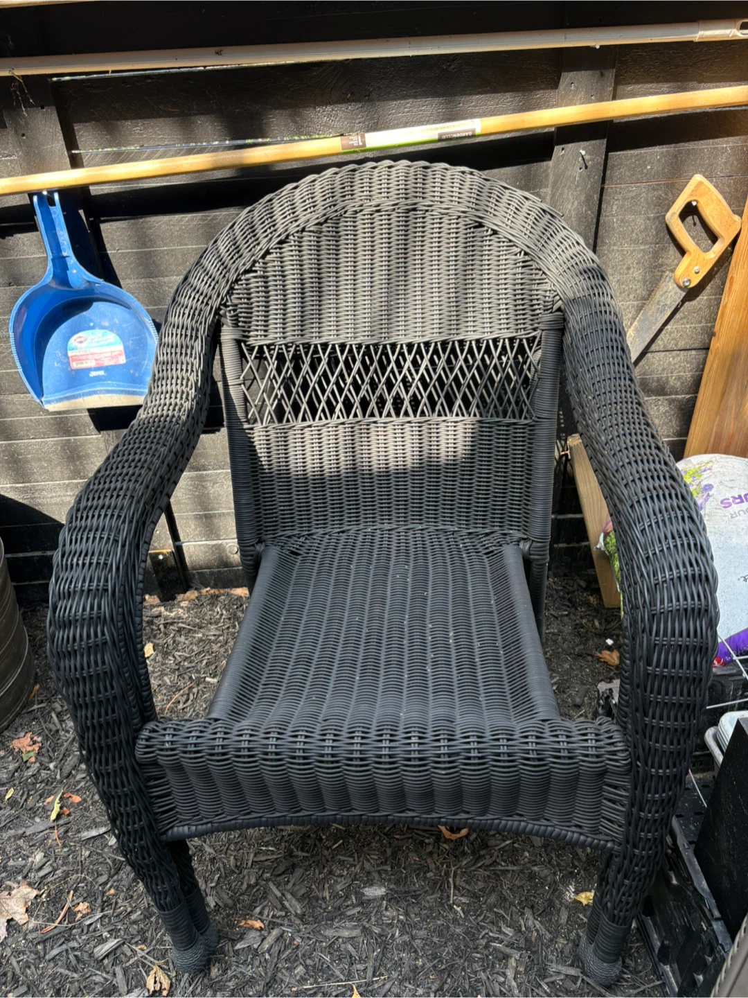 2 Black Wicker Stackable Patio Chair