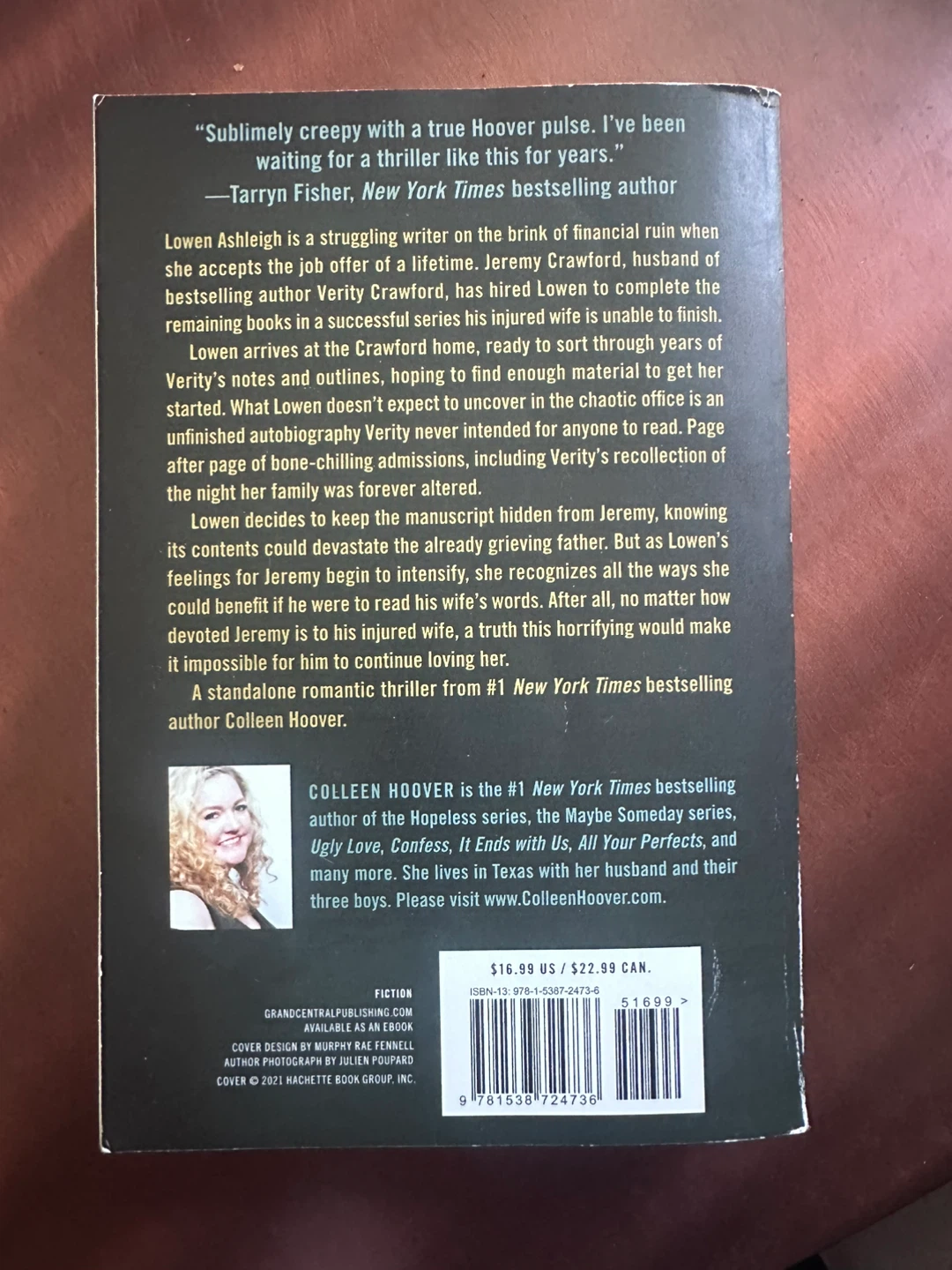 Verity by Colleen Hoover Paperback Book - photo 2