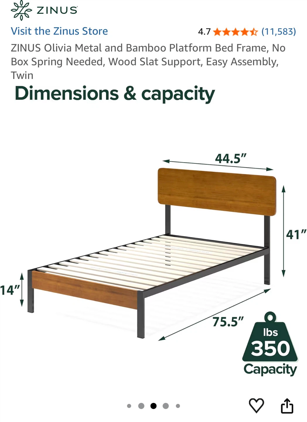 ZINUS Olivia Twin Bed Frame & ZINUS 12 inch Mattress - photo 3