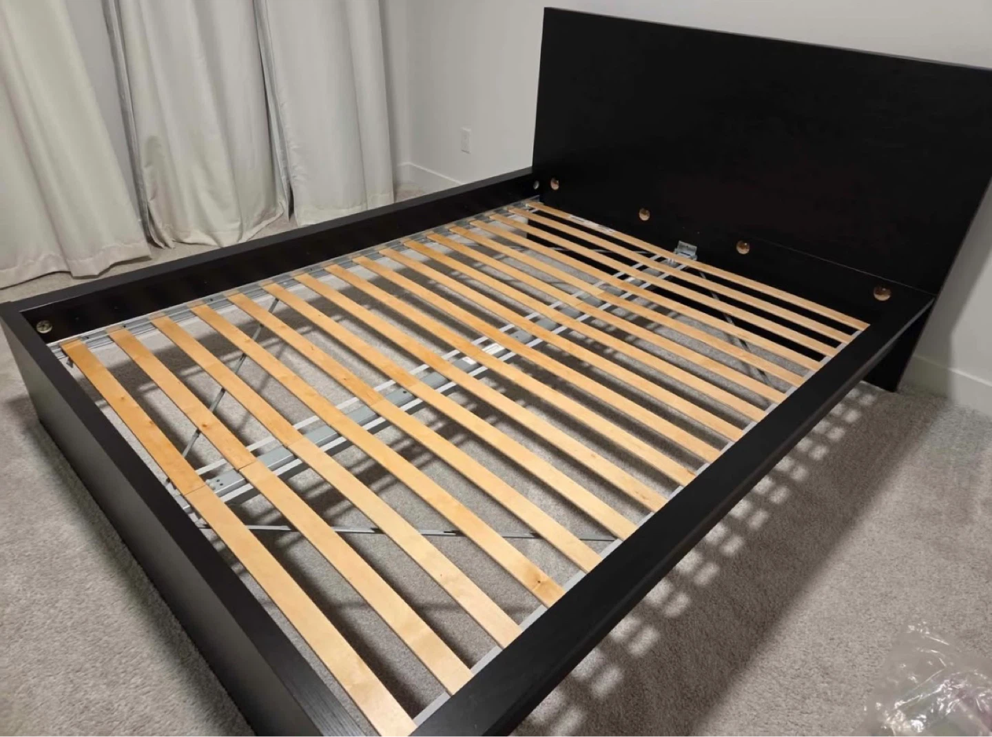 IKEA Queen bed frame MALM in black brown colour - photo 3