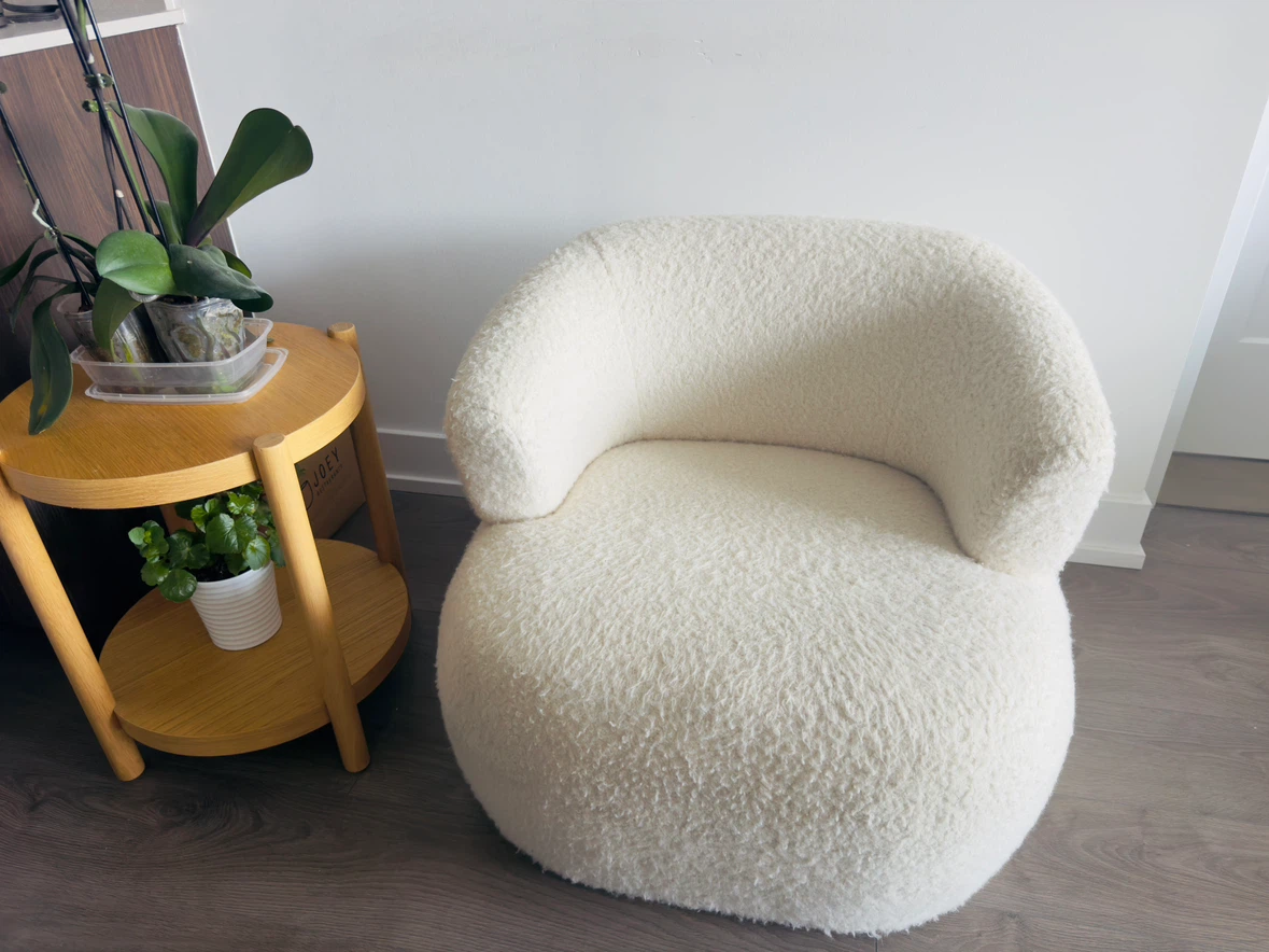White Bouclé Accent Chair