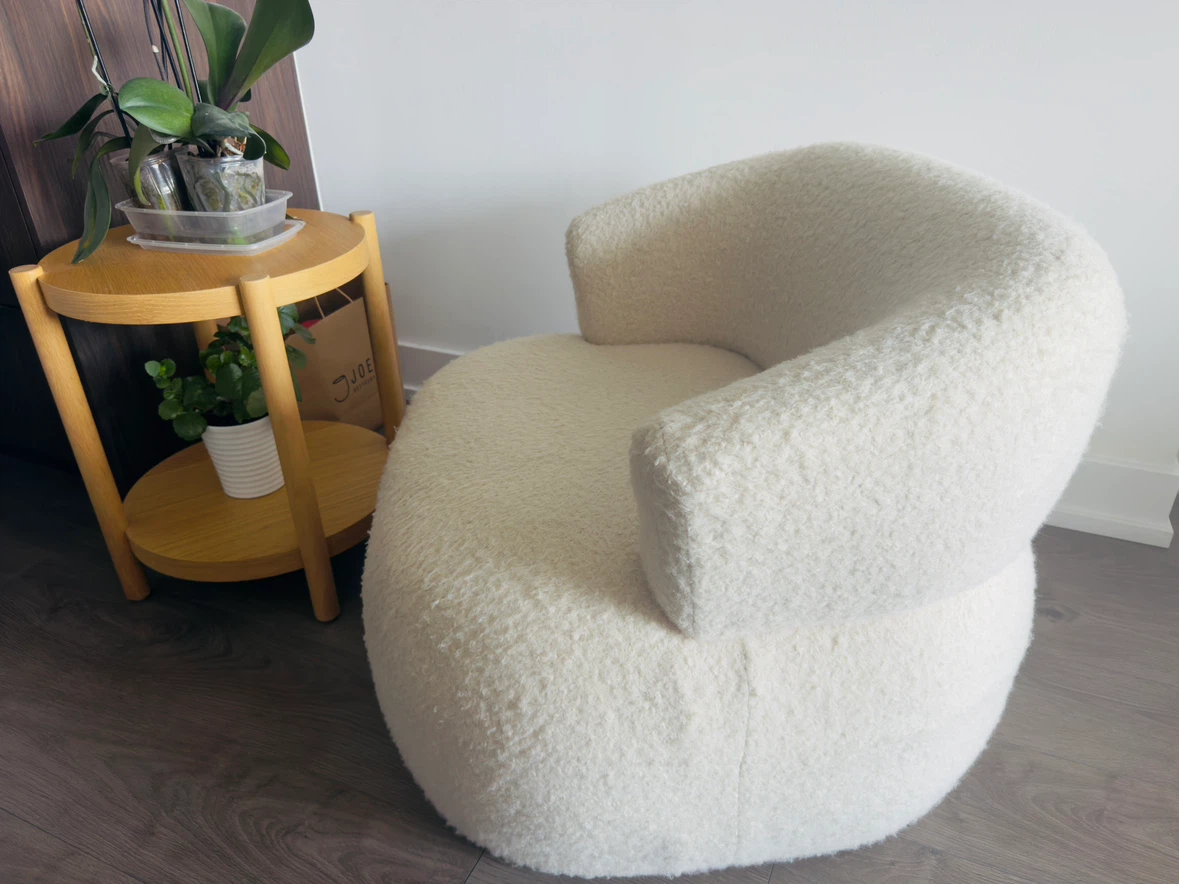 White Bouclé Accent Chair - photo 2