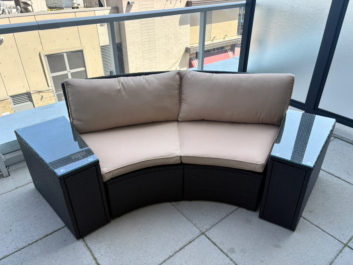Outdoor Loveseat with 2 Side Tables