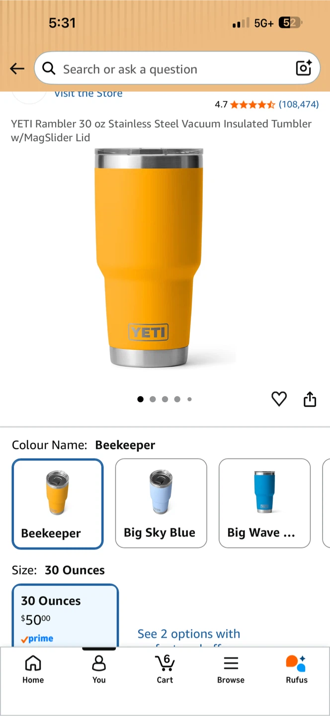 YETI Rambler 30 oz Stainless Steel Tumbler w/MagSlider Lid