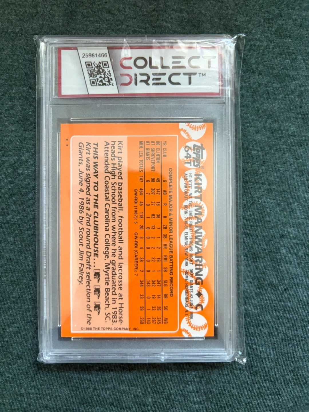 1988 Topps Traded #64T Kirt Manwaring Baseball Card - photo 2