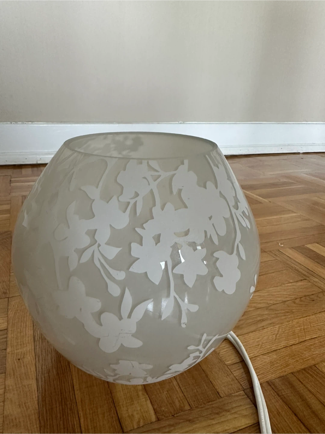 Frosted Glass Table Lamp with Floral Design