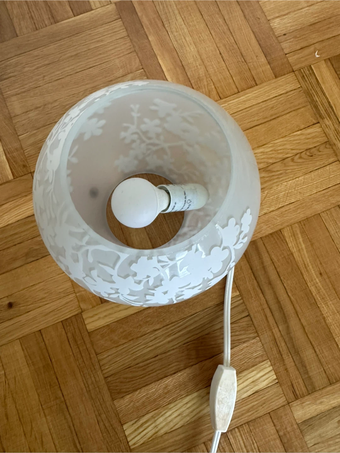 Frosted Glass Table Lamp with Floral Design - photo 2