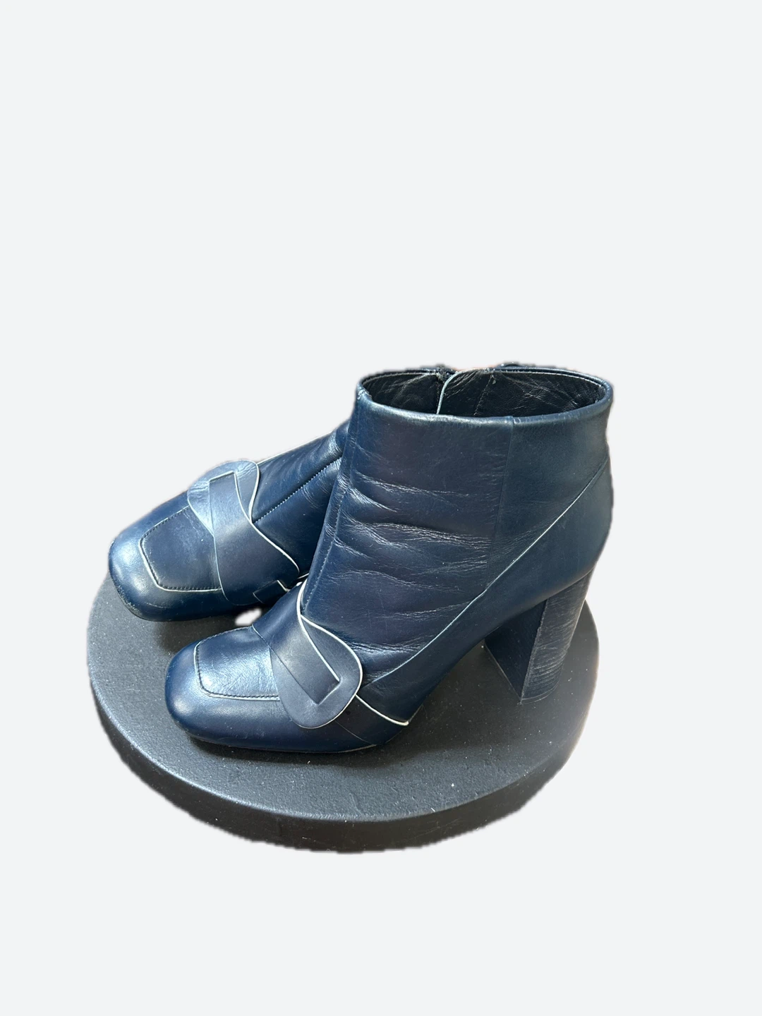 Tory Burch Navy Leather Ankle Boots Size 7