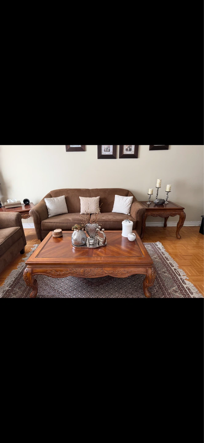 Brown Loveseat and Armchair Set