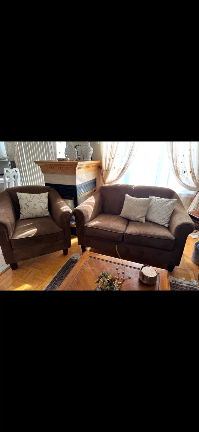 Brown Loveseat and Armchair Set - photo 2