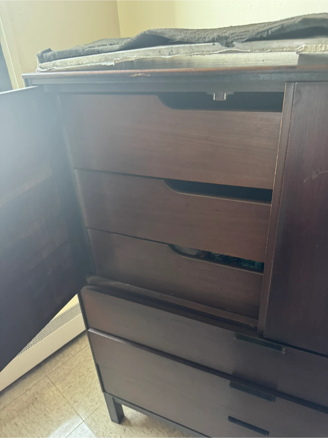 Dark Wood Dresser with Drawers and Cabinet Doors - photo 3