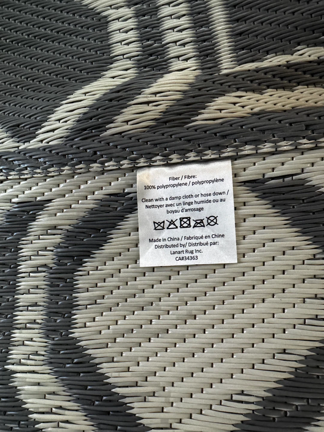 Grey Geometric Outdoor Area Rug - photo 3
