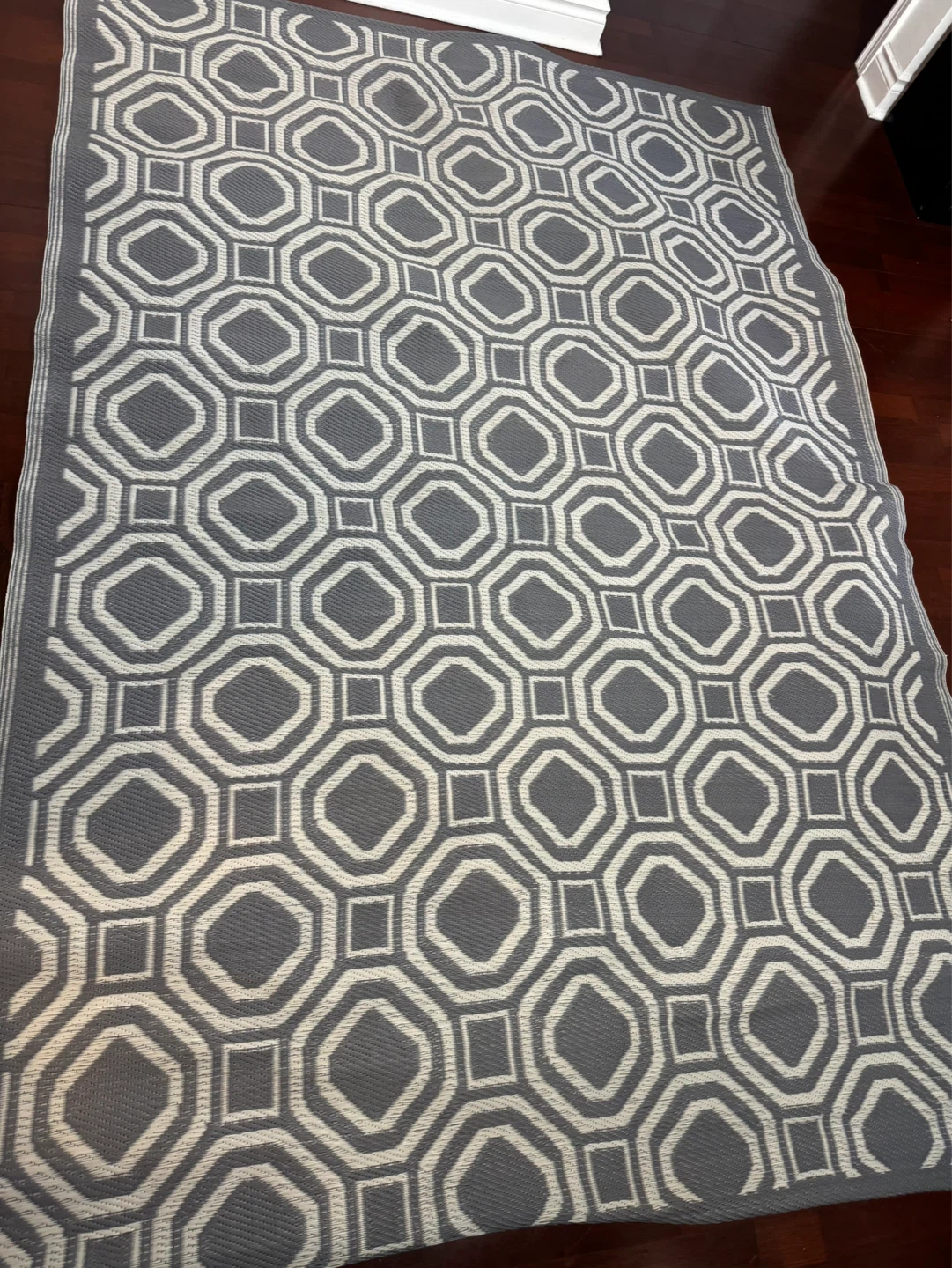Grey Geometric Outdoor Area Rug