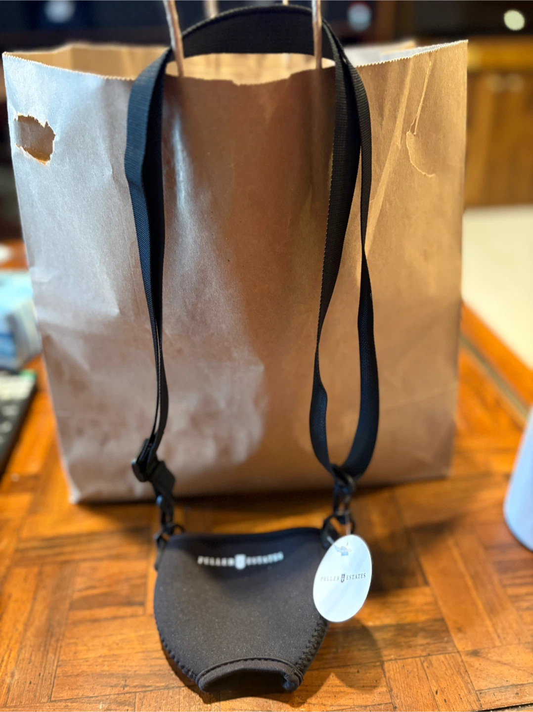Peller Estates wine carrier Black Neoprene Pouch with Strap