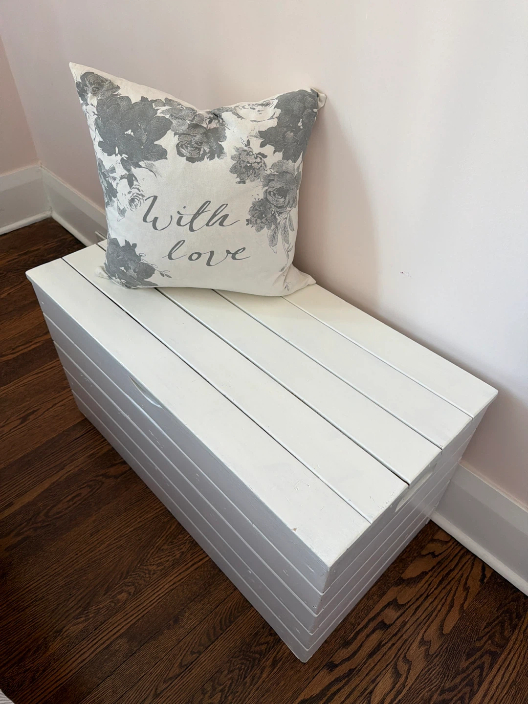 White Wooden Storage Chest Trunk
