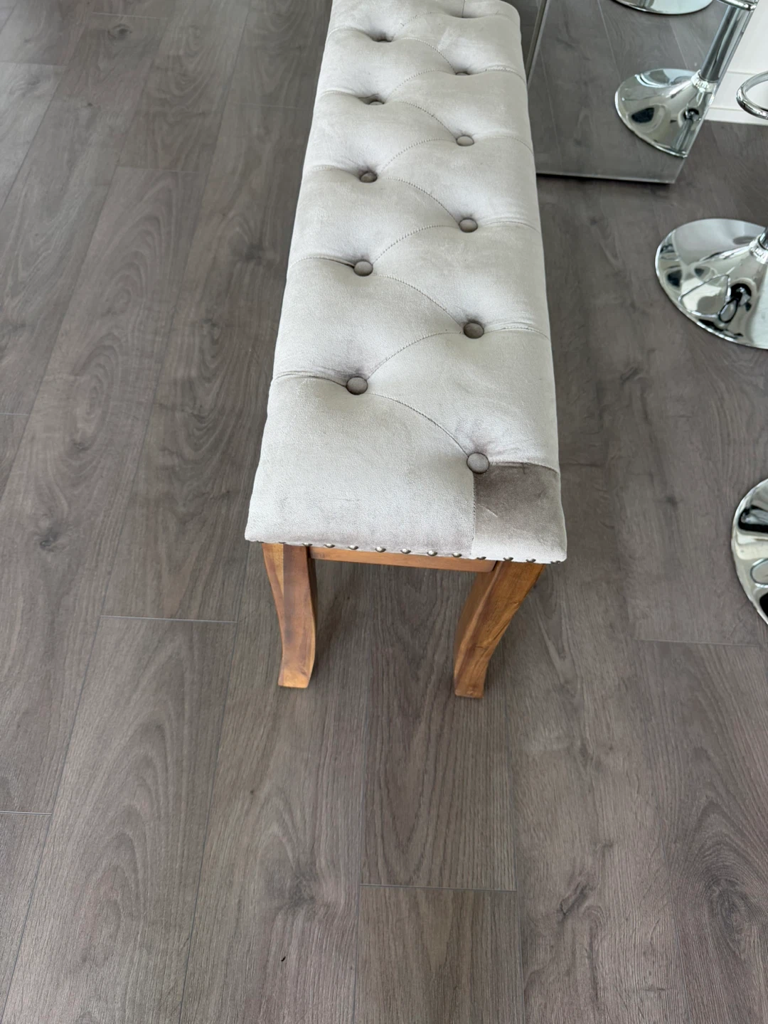 Tufted Upholstered Bench with Nailhead Trim