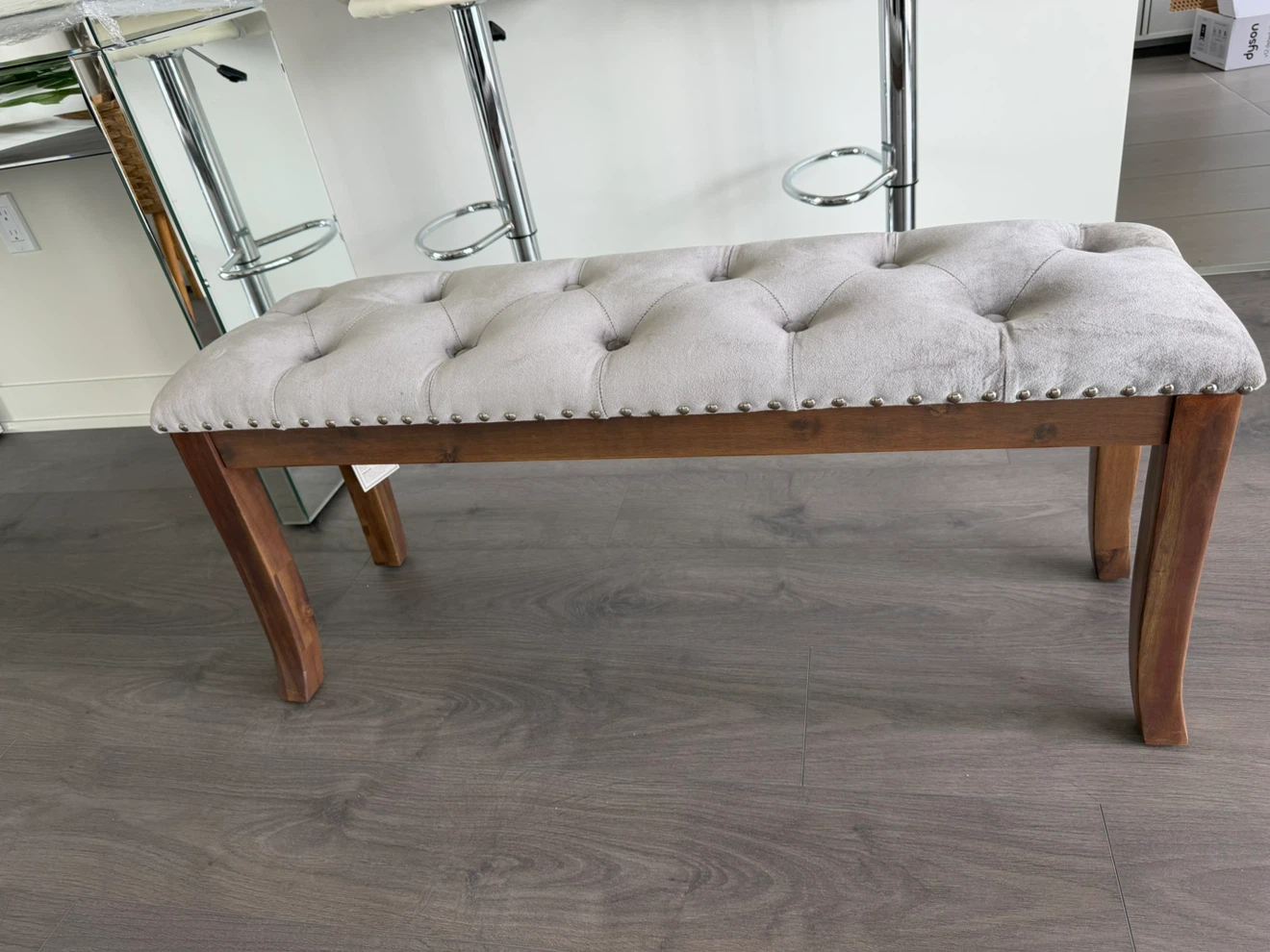 Tufted Upholstered Bench with Nailhead Trim - photo 2