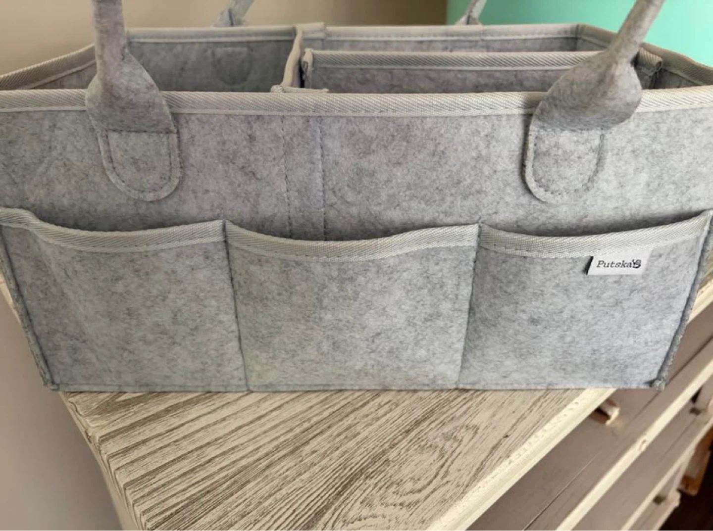 Putska Grey Felt Diaper Caddy Organizer - photo 3