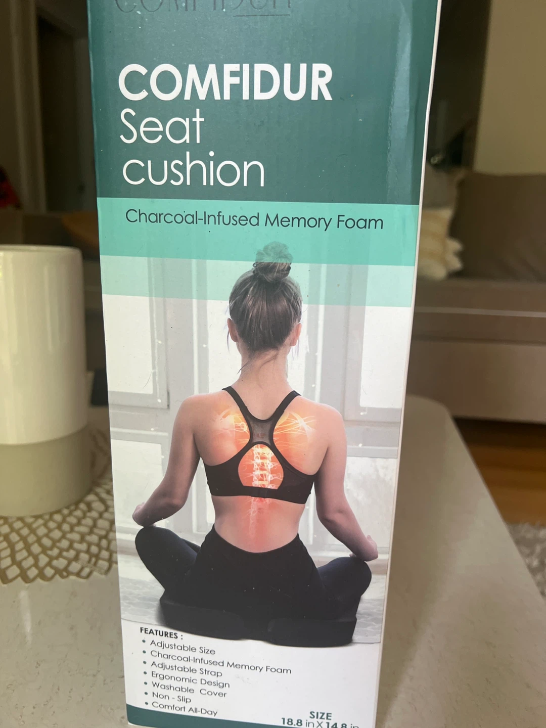 Comfidur Seat Cushion - Charcoal-Infused Memory Foam