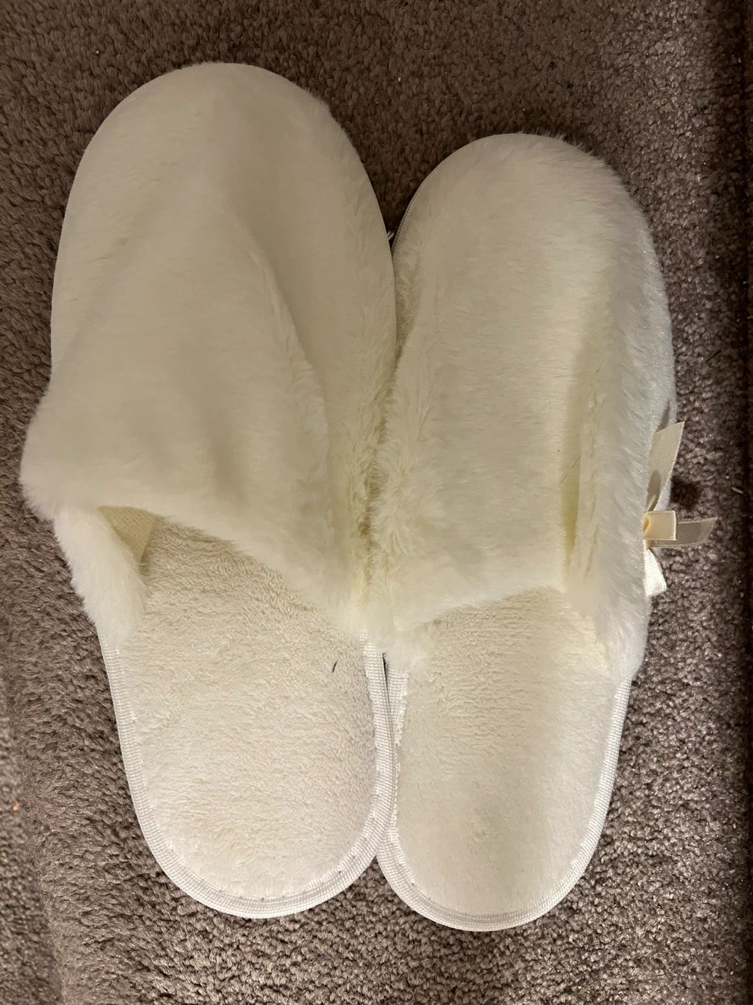 White Faux Fur Slippers
