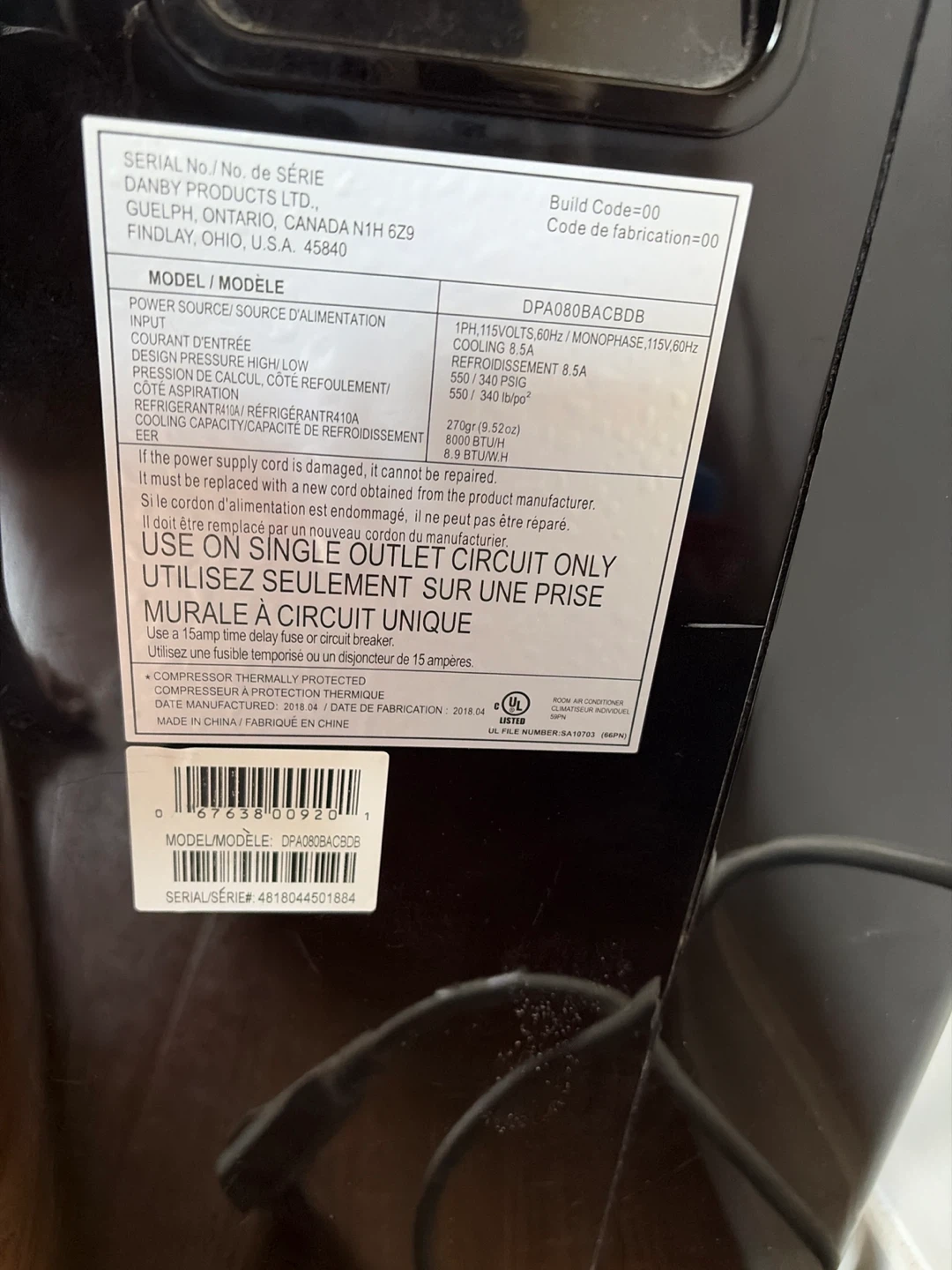 Danby DPA080BACBD8 Portable Air Conditioner - photo 2
