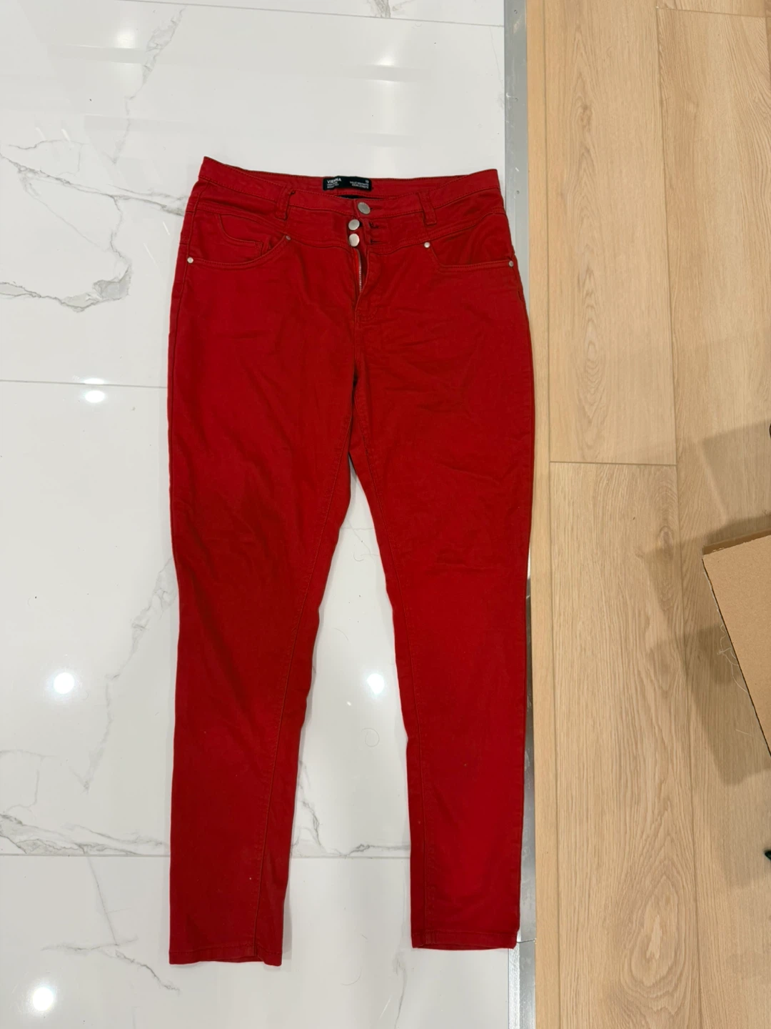 Vienna High Rise Skinny Fit Jeans - Red