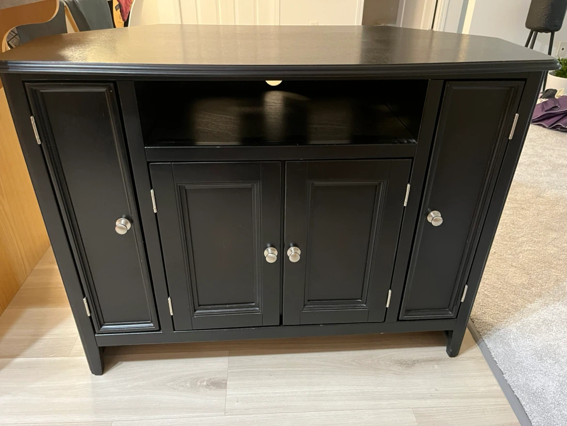 Solid Wood Black/Espresso Corner TV Stand