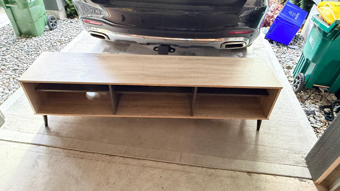 Wood Entertainment TV Stand with Shelves - photo 3