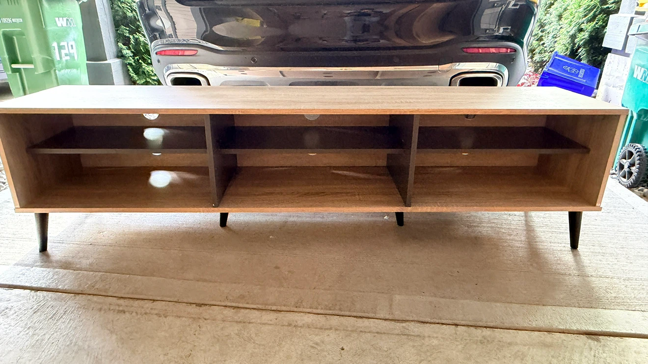 Wood Entertainment TV Stand with Shelves - photo 4