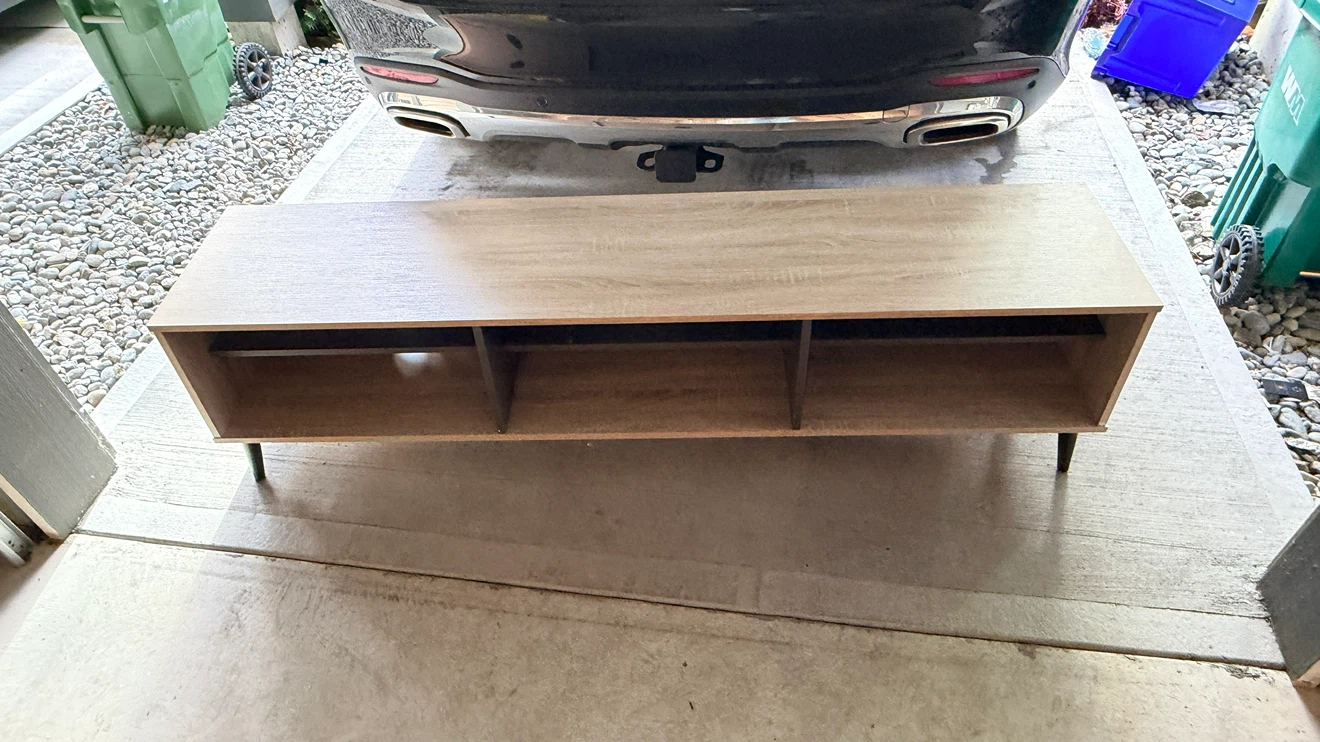 Wood Entertainment TV Stand with Shelves - photo 5